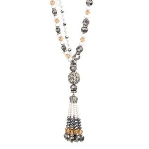 Marisa K Crystal Lariat Chandelier Bone Crystals Long Beaded Strand Tassel State